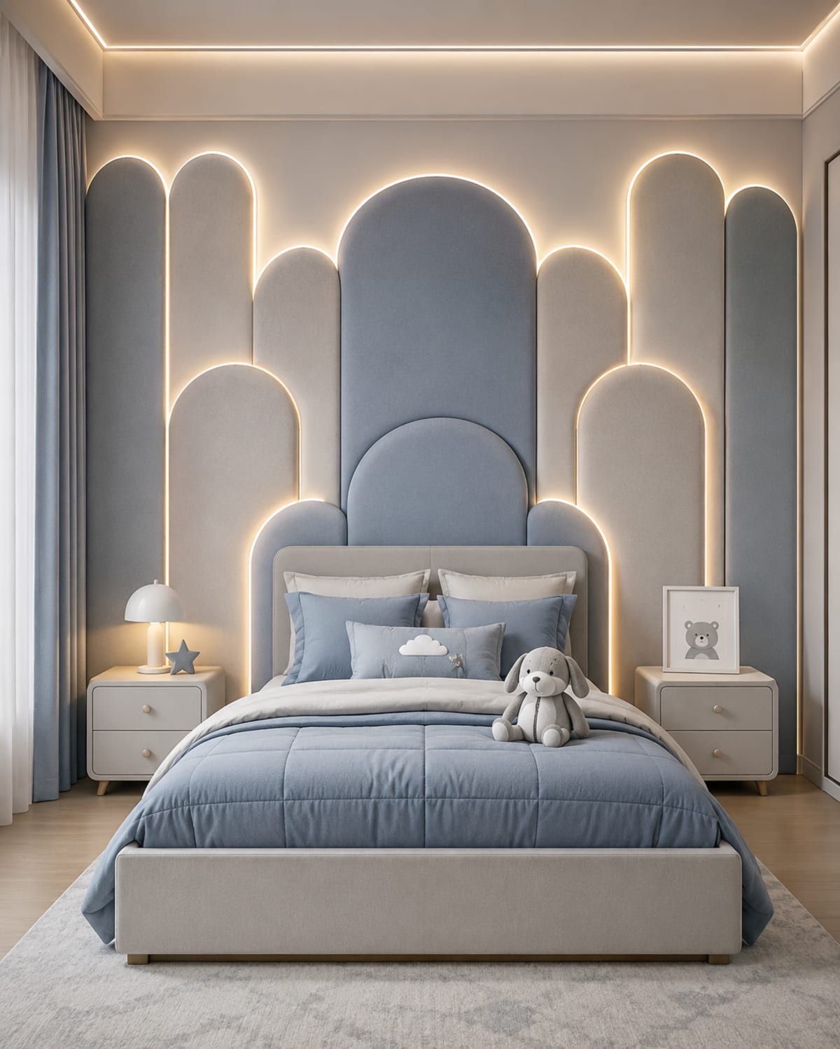 Respaldo infantil Blue tapizado a medida para cama de niños - de Carpintar
