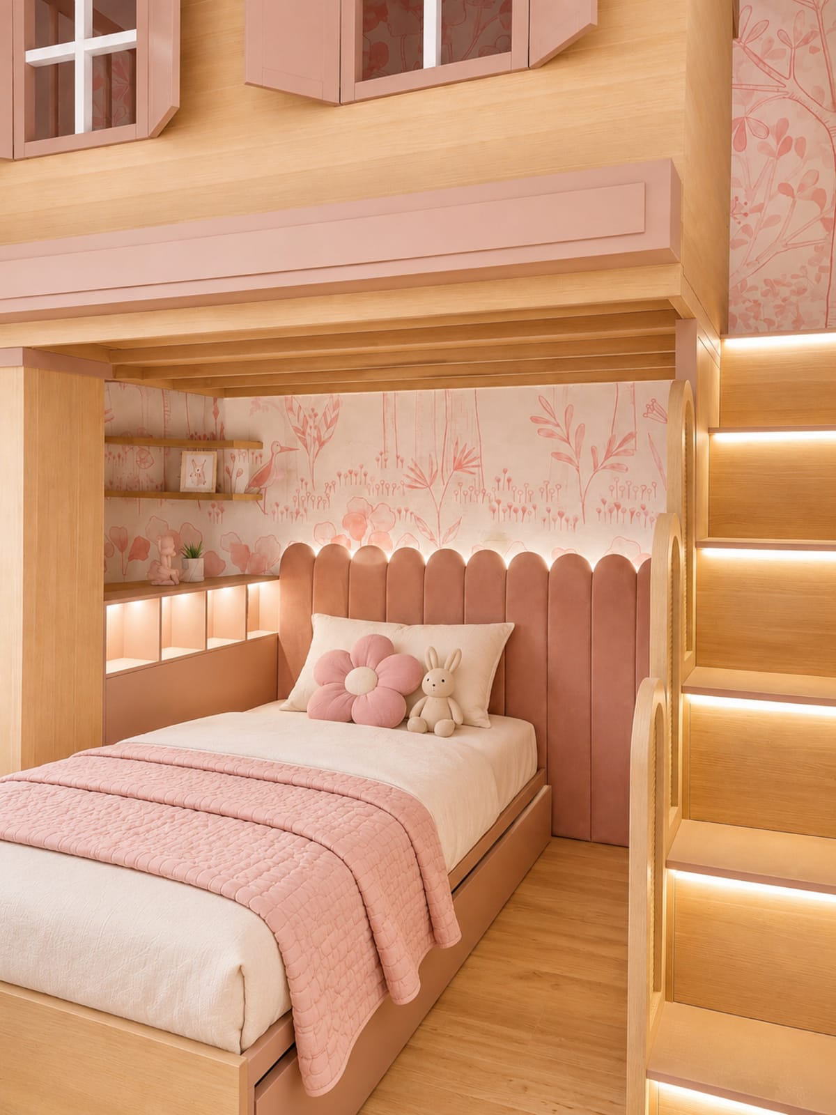 Respaldo infantil Pastel tapizado a medida para cama de niños - de Carpintar