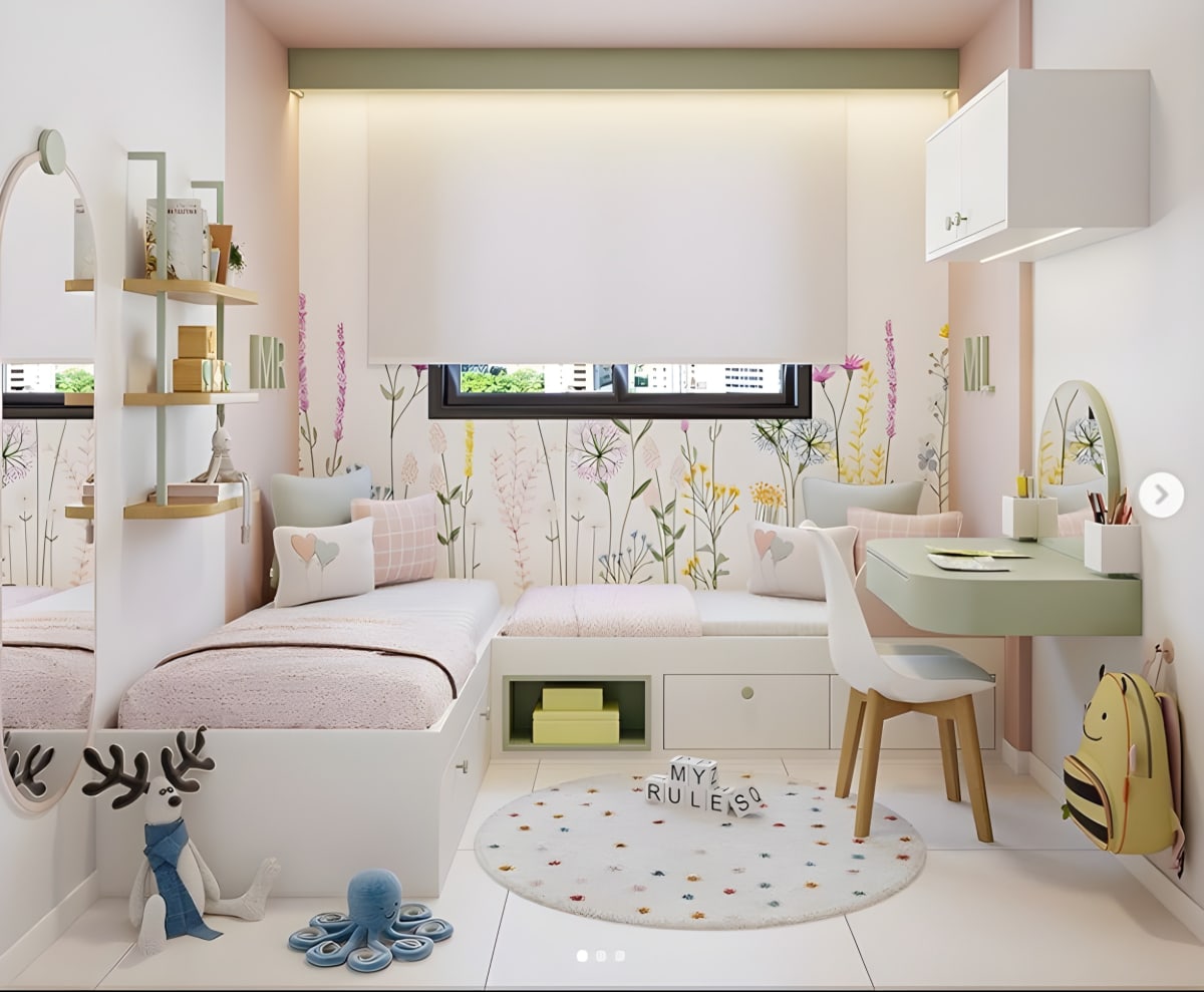 Cuarto Guadalupe: diseño de dormitorio infantil a medida, vista 1