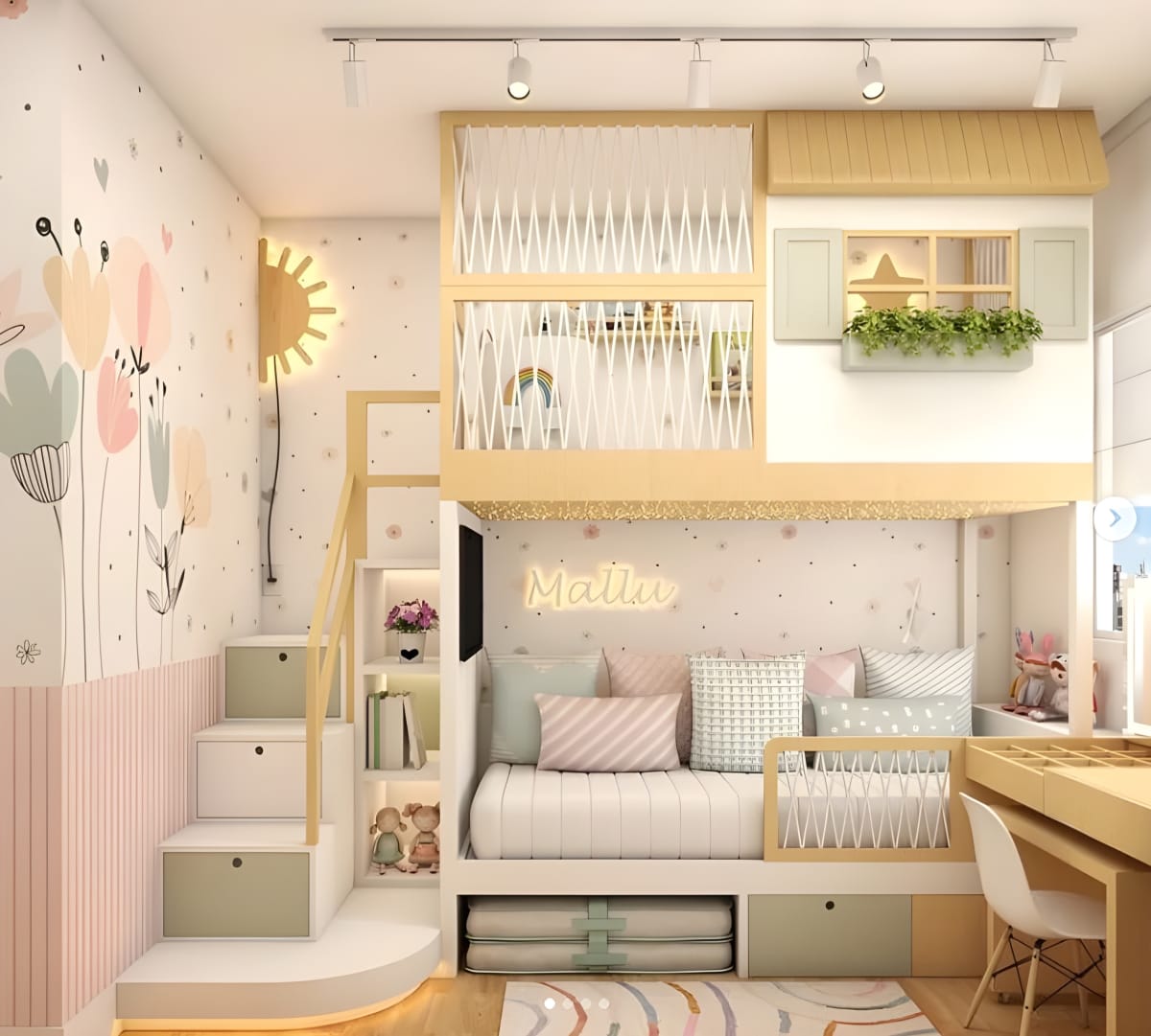 Cuarto olivia: diseño de dormitorio infantil a medida, vista 1