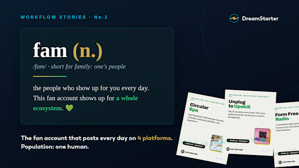 Workflow Stories #2: The Fan Account That Posts Every Day on Four Platforms (Population: One Human)
