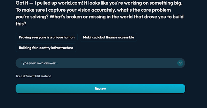 The Dream Guide interview with quick-reply suggestions
