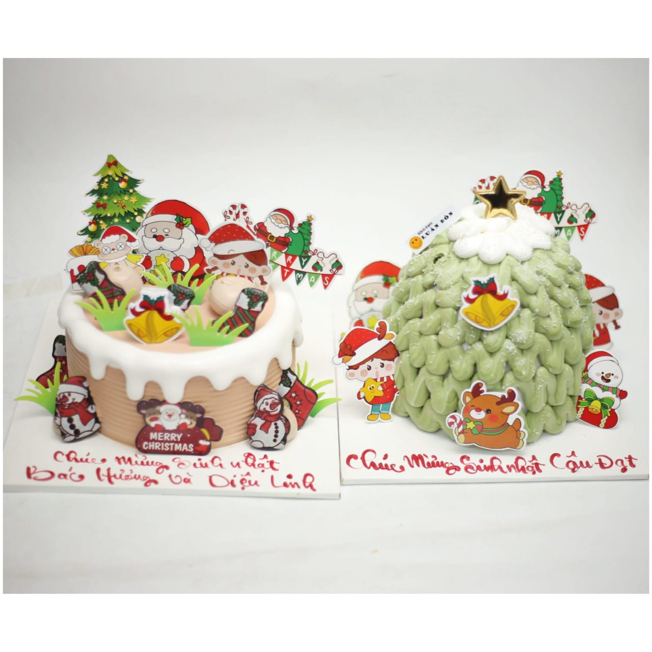 Bánh kem Noel kết hợp chúc mừng sinh nhật ấm áp