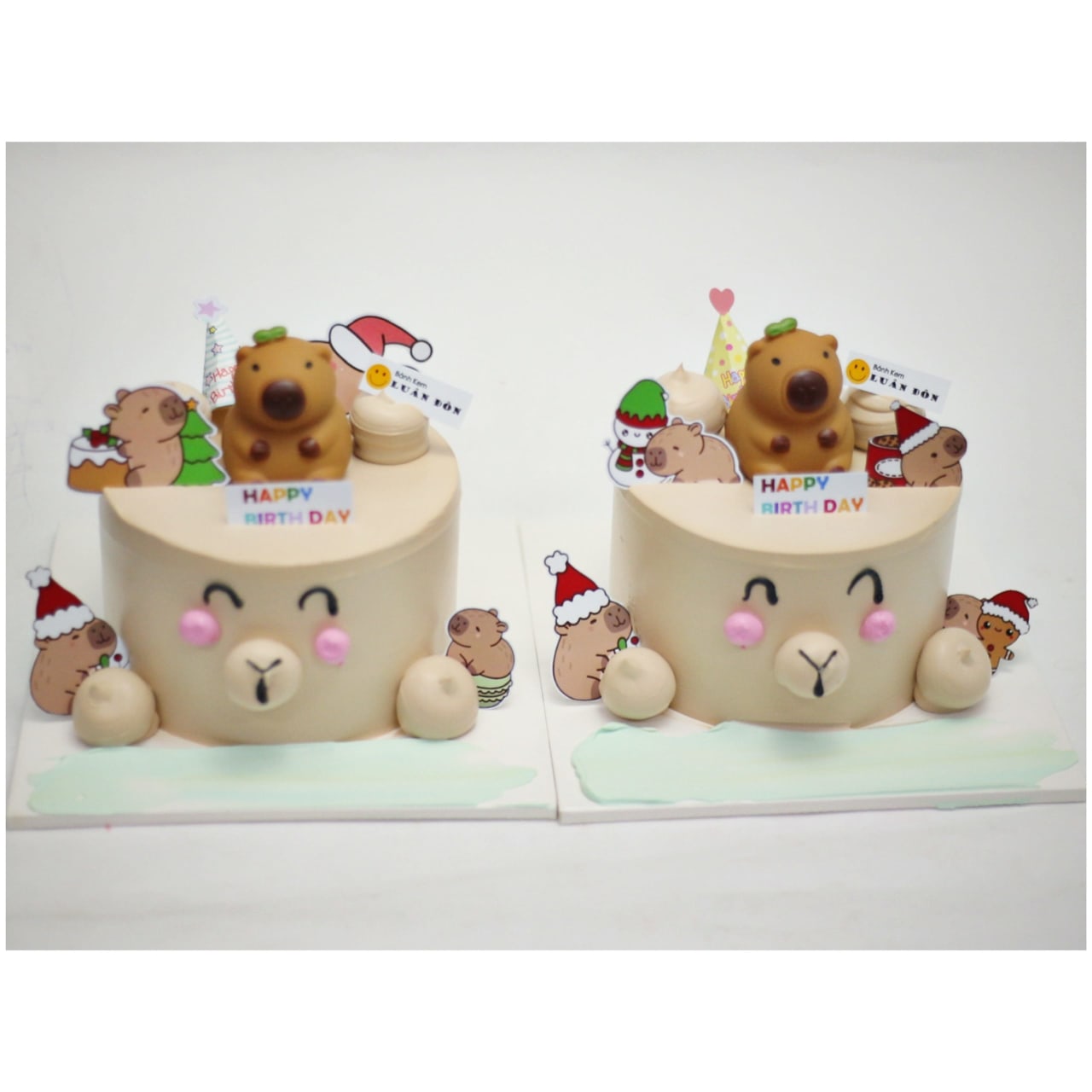 Bánh kem Capybara trang trí chủ đề Giáng sinh dễ thương