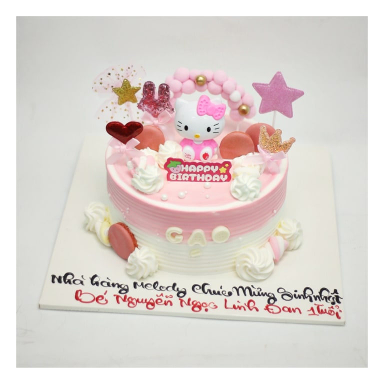 Bánh kem Hello Kitty hồng cho bé gái