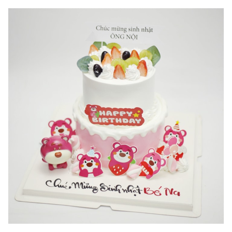 Bánh kem hai tầng gấu dâu Lotso xinh xắn