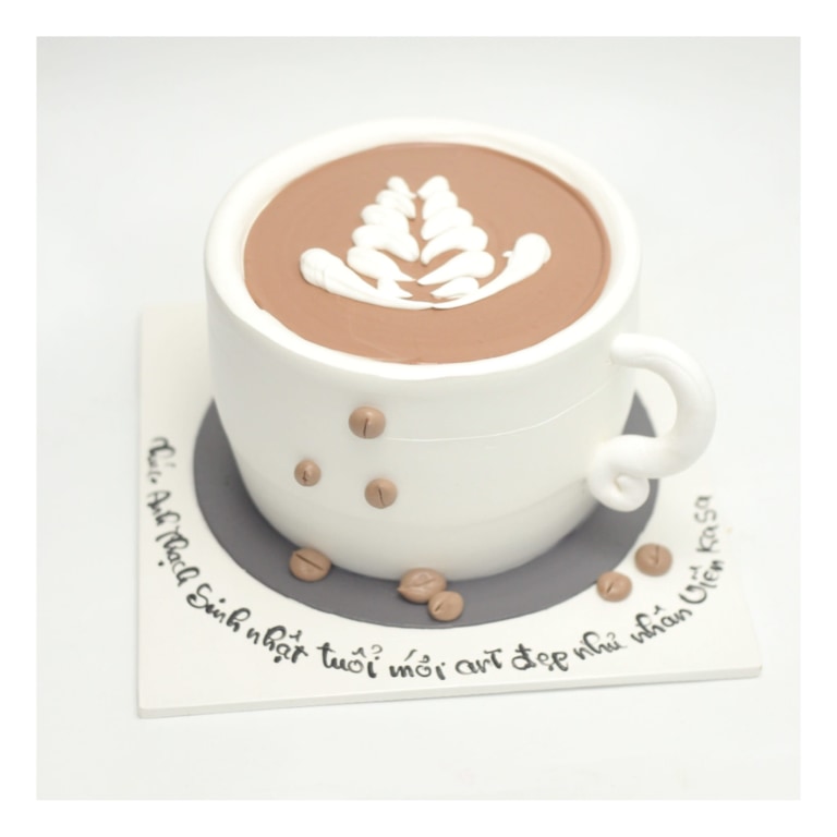 Bánh kem tạo hình cốc cà phê Latte nghệ thuật