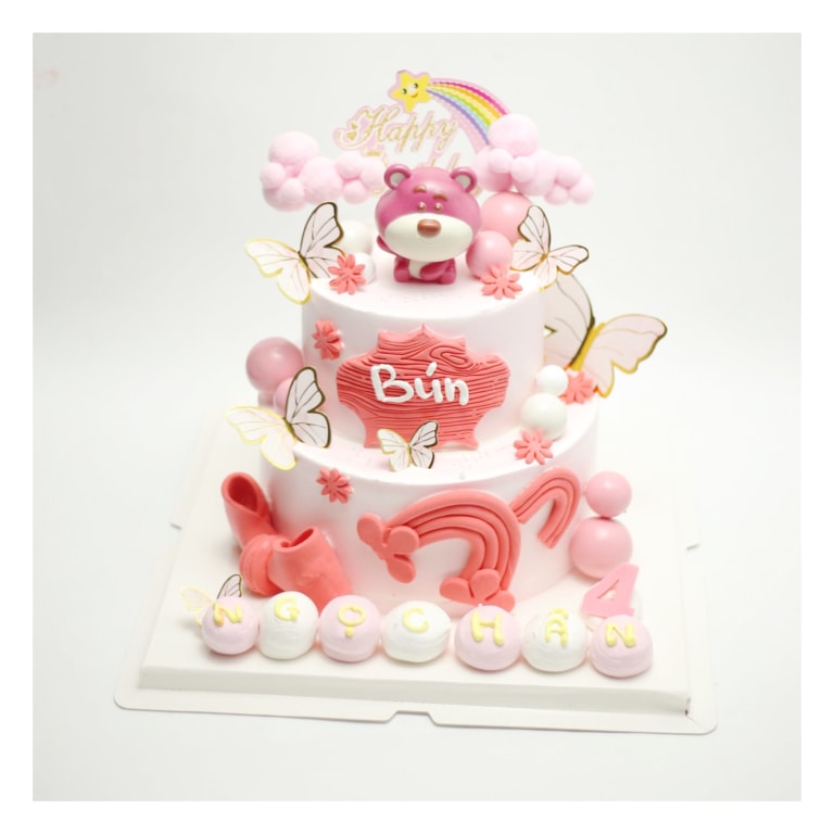 Bánh kem hai tầng Gấu Dâu hồng
