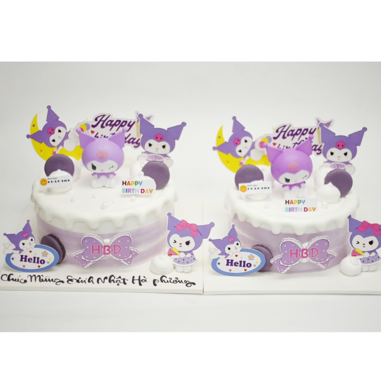 Bánh kem Kuromi tím pastel chủ đề sinh nhật