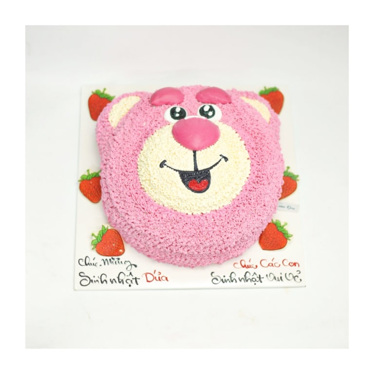 Bánh kem hình mặt gấu dâu Lotso đáng yêu