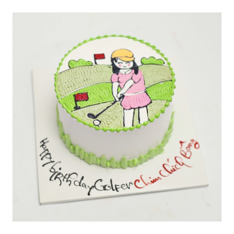 Bánh kem nữ golfer cá tính trên sân cỏ