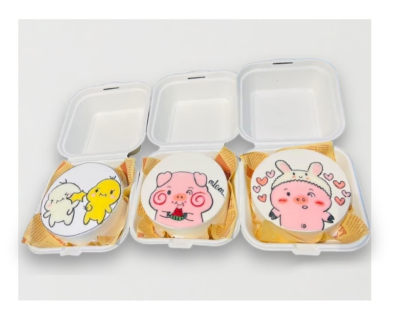 Bento cake chú heo hồng vẽ hình vui nhộn