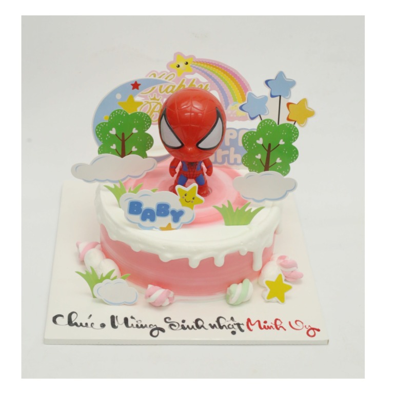 Bánh kem Spider-Man tông hồng chủ đề bé yêu