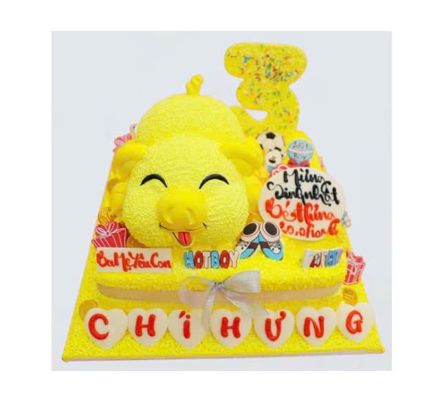 Bánh kem tạo hình chú heo vàng tươi tắn