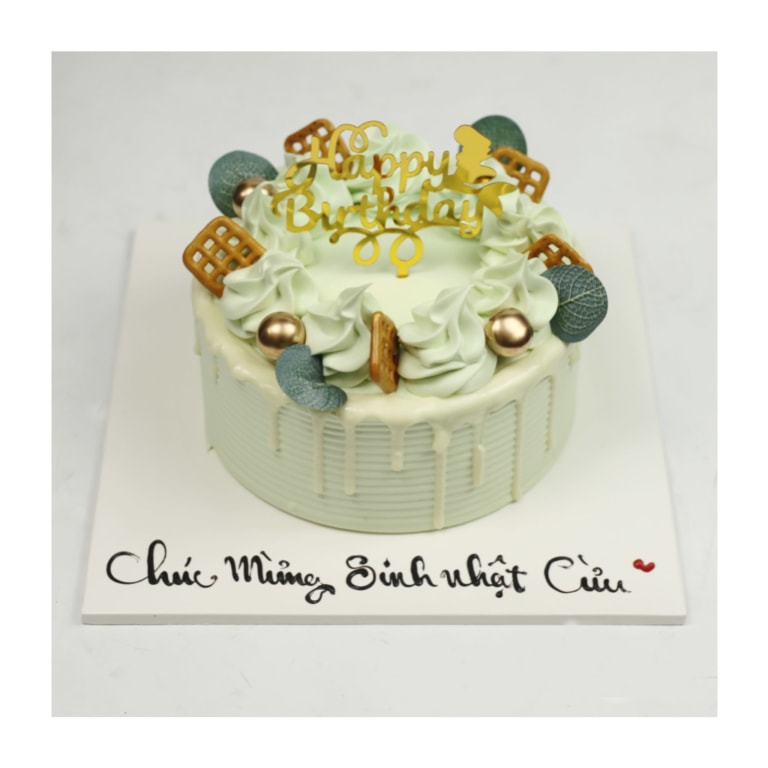 Bánh kem xanh pastel phong cách nhẹ nhàng