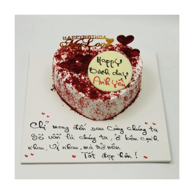 Bánh kem trái tim red velvet thông điệp tình yêu