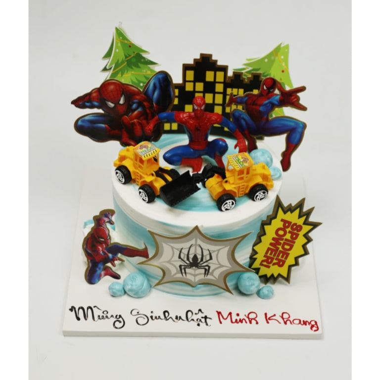 Bánh kem Spider-Man và các loại xe công trình