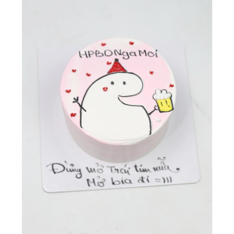 Bánh Bento vẽ hình hoạt hình cầm bia