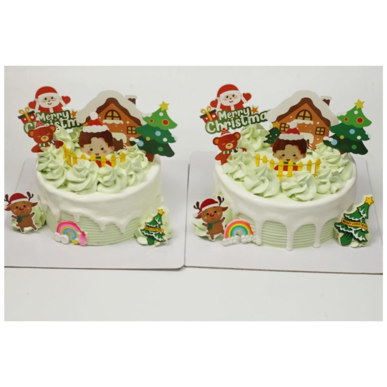 Cặp bánh kem xanh mint chủ đề Giáng sinh