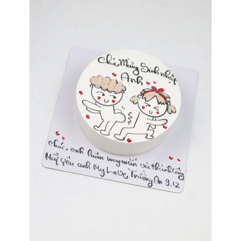 Bánh kem Bento vẽ hình cặp đôi chibi dễ thương