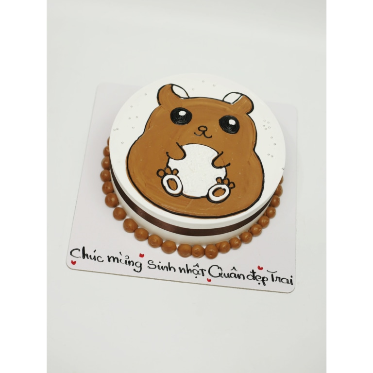 Bánh kem vẽ hình chú chuột hamster dễ thương