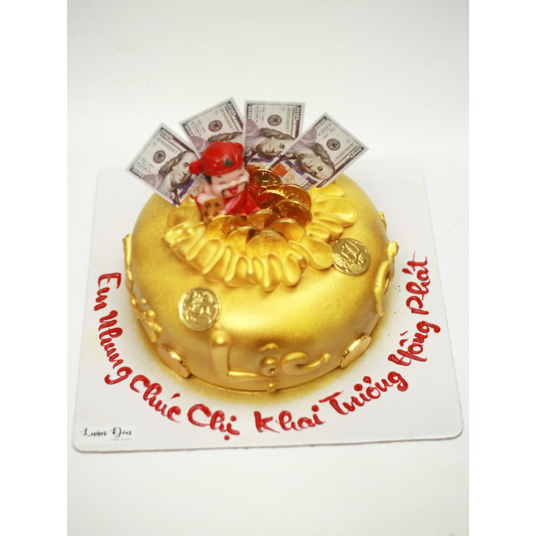 Bánh kem hũ vàng thần tài hút tài lộc