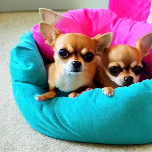 2 Chihuahuas im Hundebett