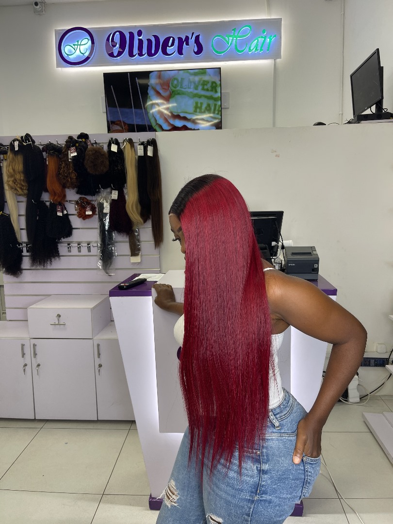 Wig SDD bone straight burgundy 2*6 10 dark root