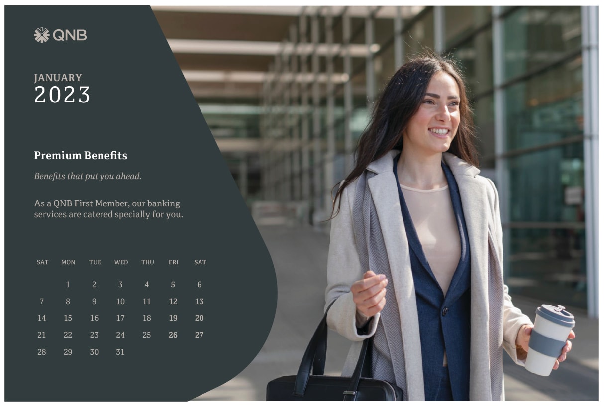 QNB Premium Benefits calendar — January 2023