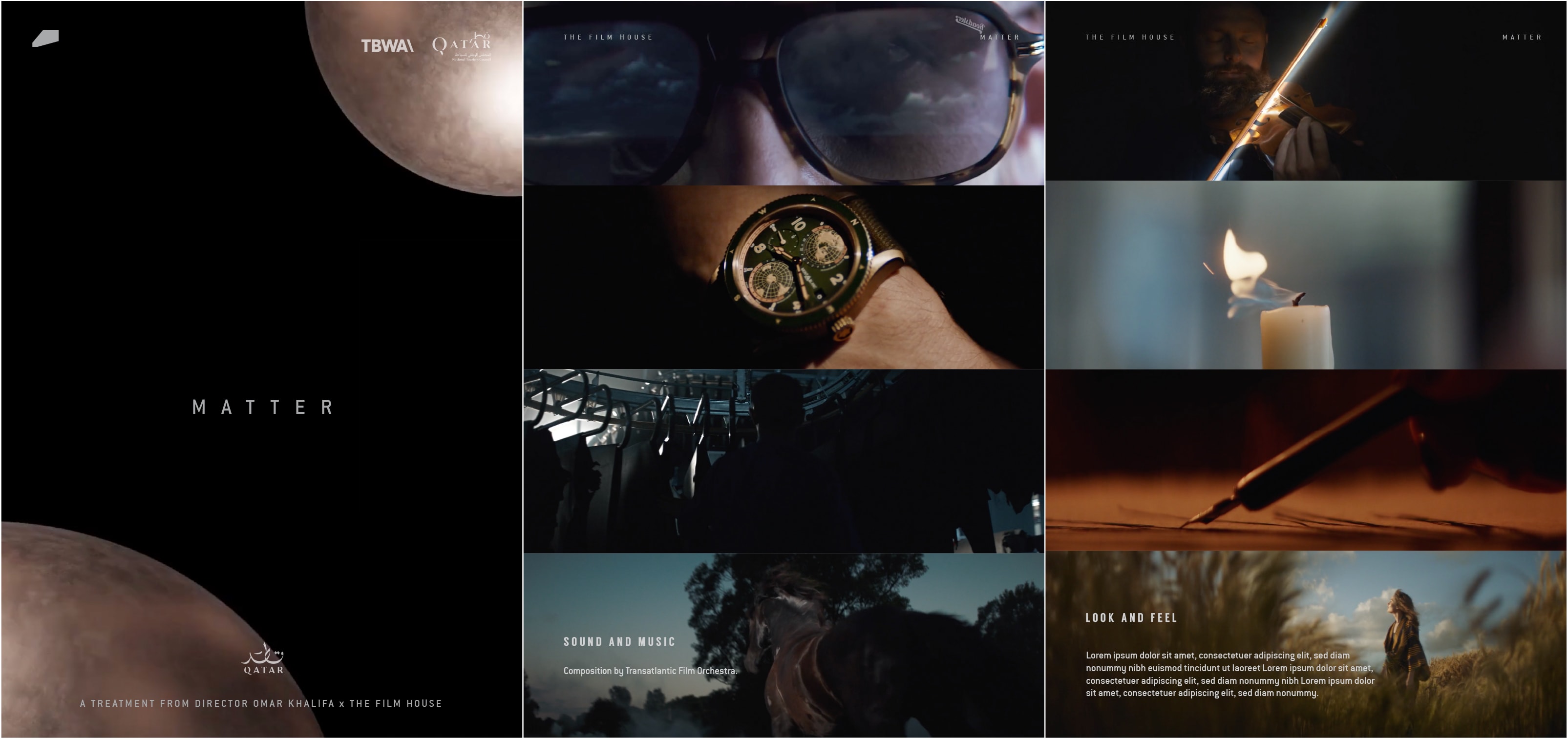 MATTER film treatment moodboard by The Film House & TBWA\Qatar
