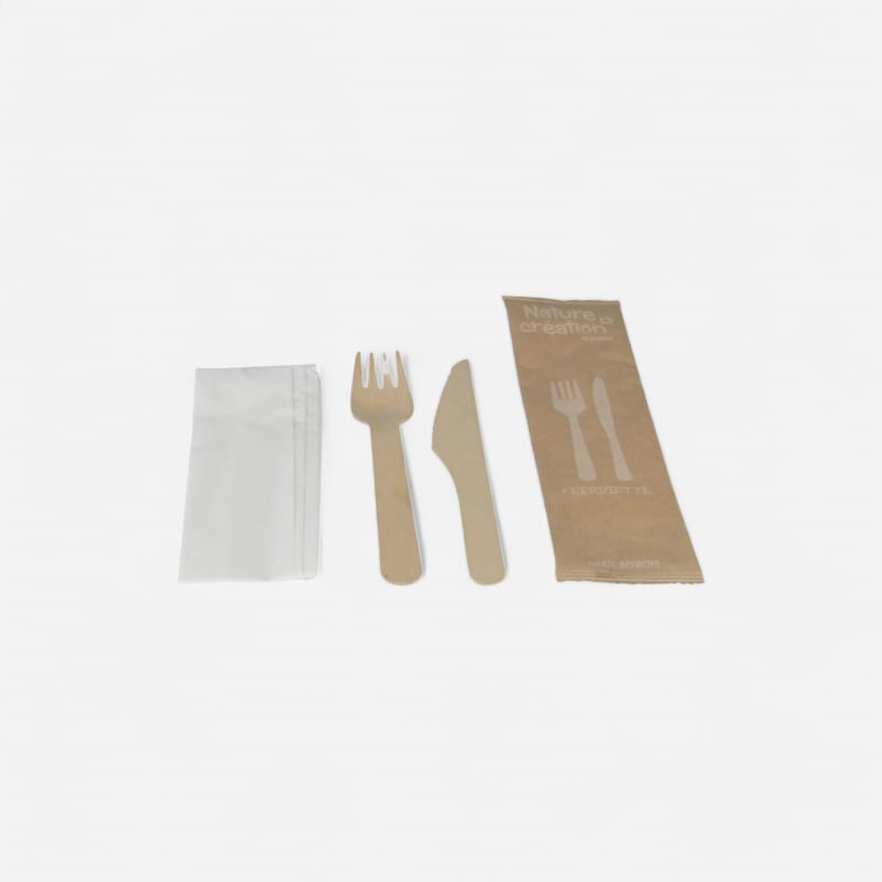 Kit 3/1 (fourchette, couteau, serviette 1 pli) x250