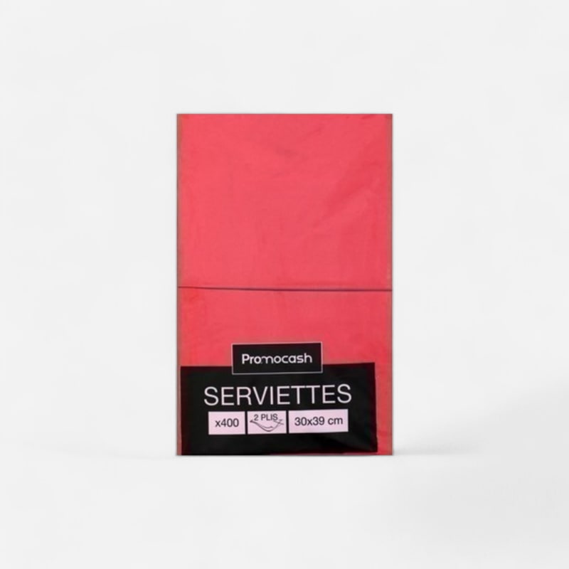 400 serviettes Ouate rouges 2 plis 30x39cm
