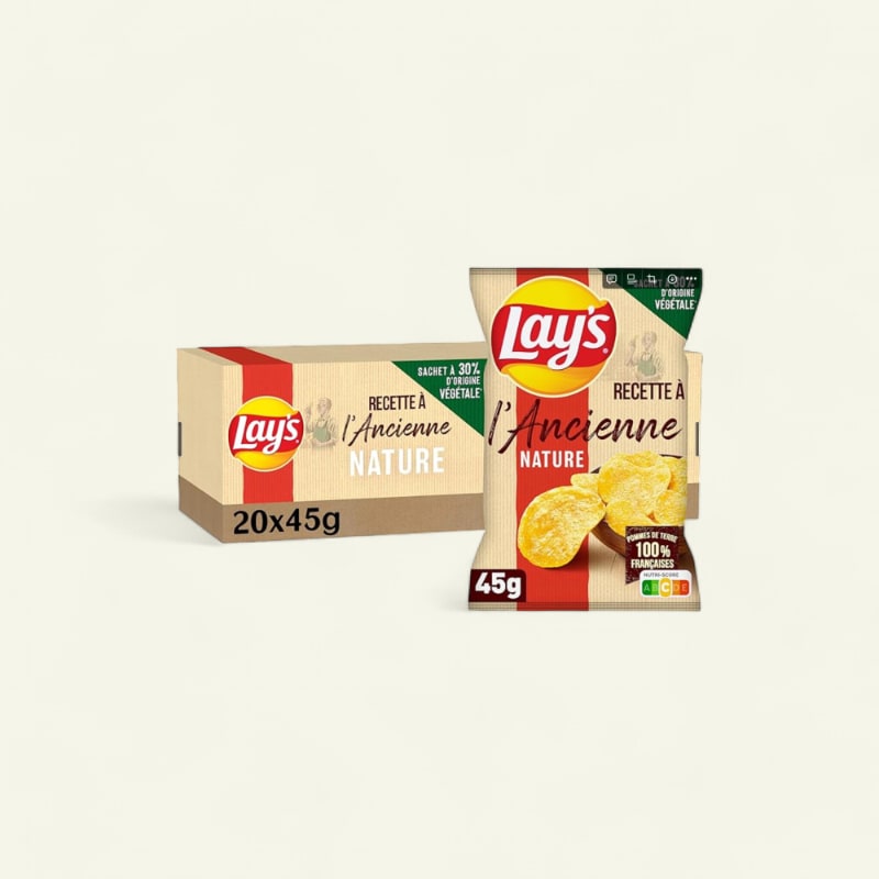 Carton de chips à l'ancienne nature Lays 45gx20