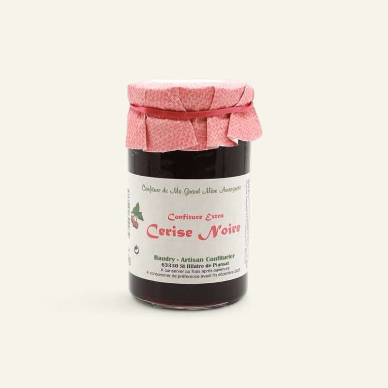 Confiture artisanale de cerises noires bocal 370g