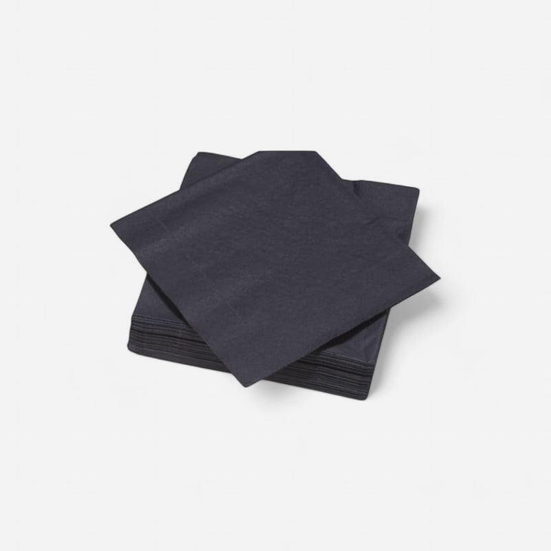 100 serviettes noires Ouate 39x39cm pliée en 4 (grand carré)