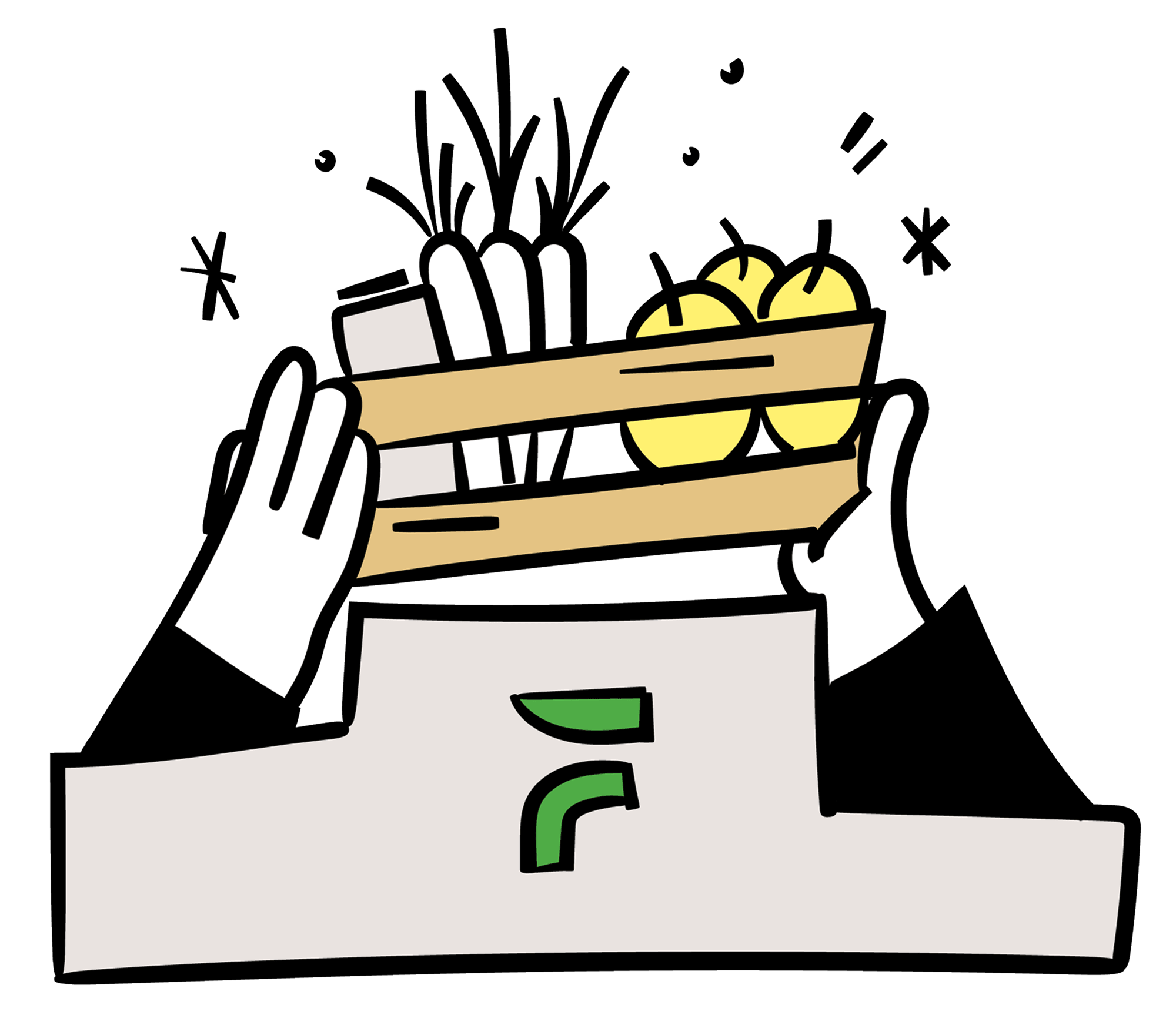 Delivery on podium illustration