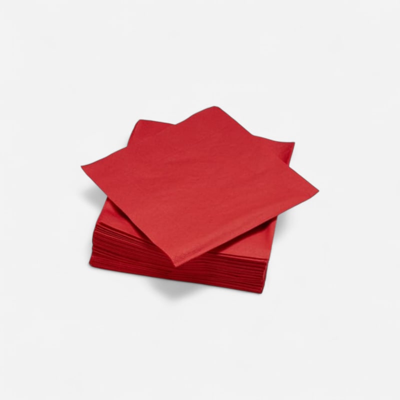 50 serviettes rouges double point tissue 2 plis 38x38cm