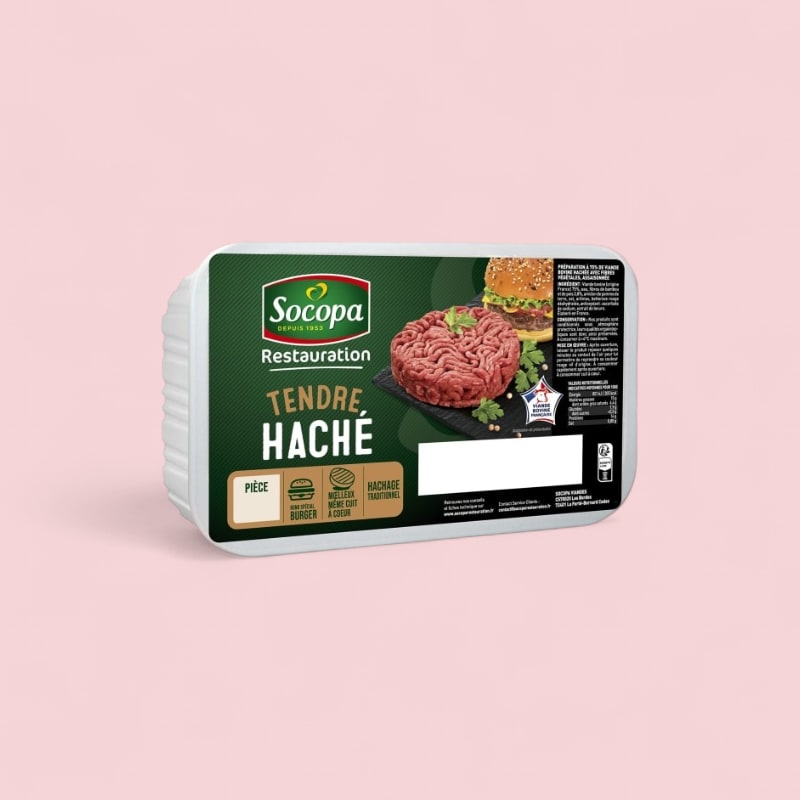 Tendre haché de boeuf Socopa rond 125g façon bouchère 15%MG VBF x8