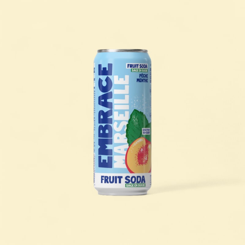 Fruit Soda Sage en Sucre Embrace Marseille Pêche Menthe 12x33cl