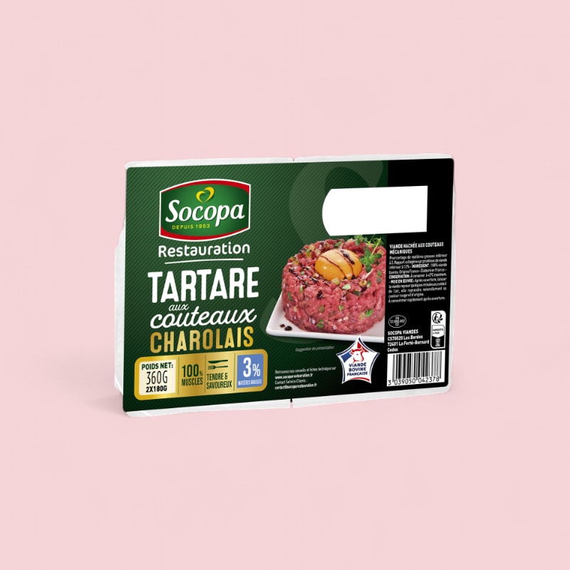 Charolais knife-cut tartare Socopa 180g 3% Fat content French Beef X8