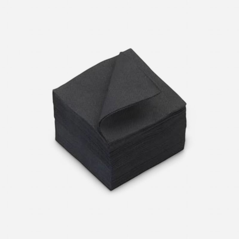 150 black double-ply napkins 20x20cm folded into quarters (small square)