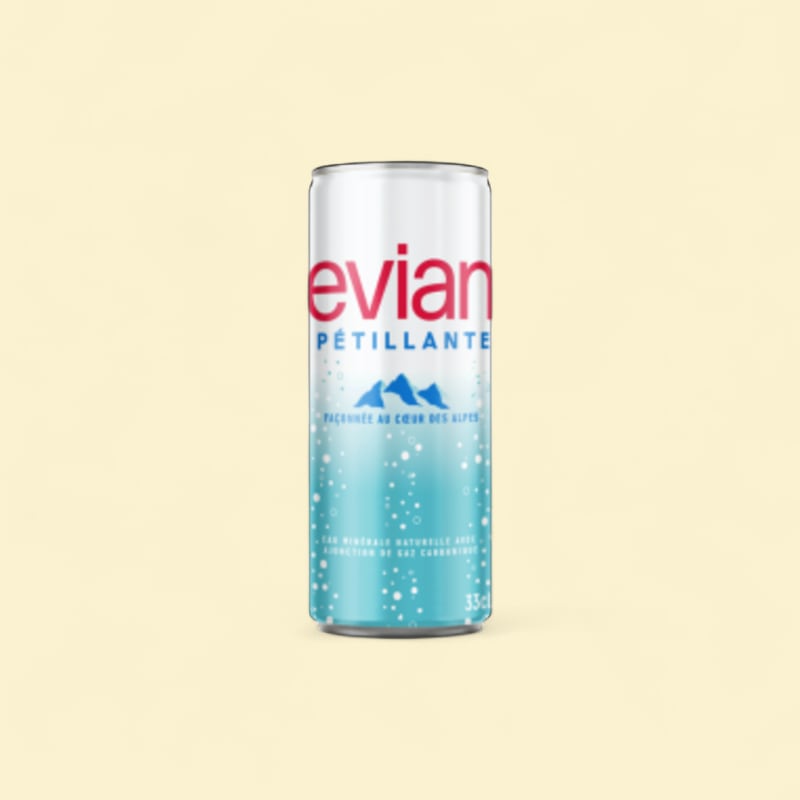 Evian sparkling can 33cl x 24