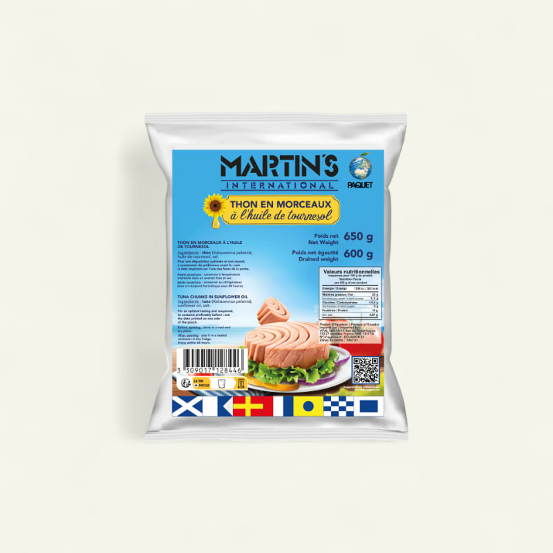 Thon morceaux à l'huile poche 650G / 600g PNE