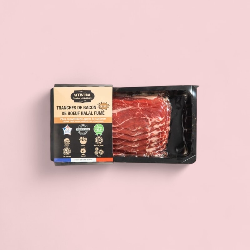 Bacon de boeuf halal fumé crispy tranché 160g bqt