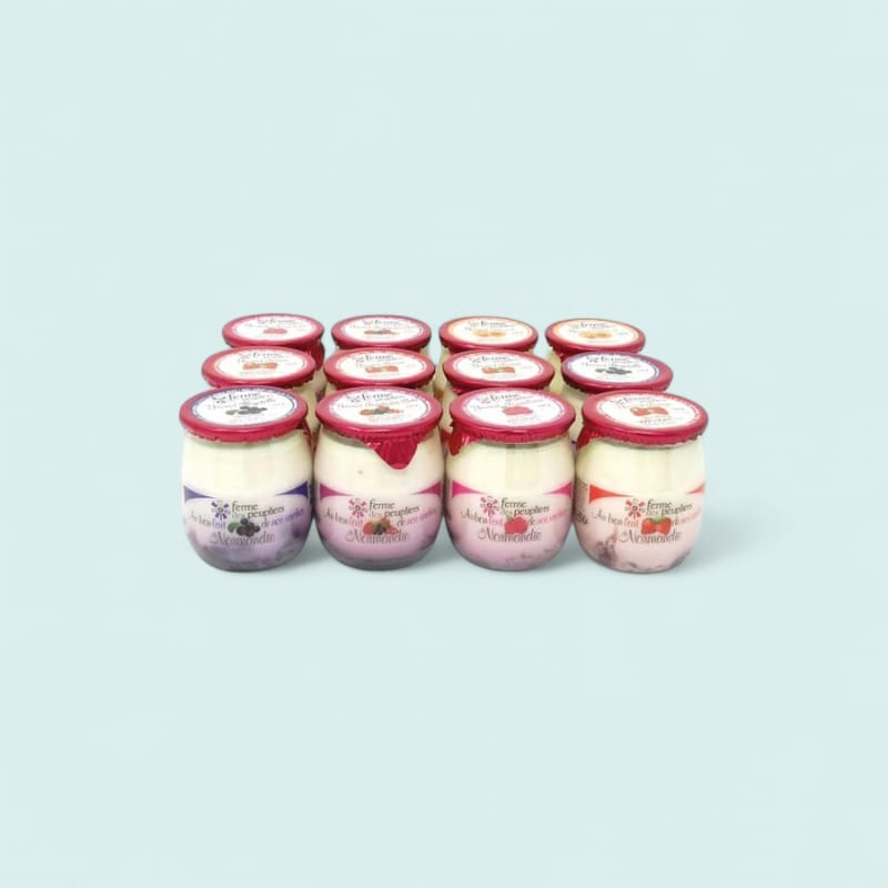 Yaourt mix fruits pot verre Ferme des Peupliers X 12