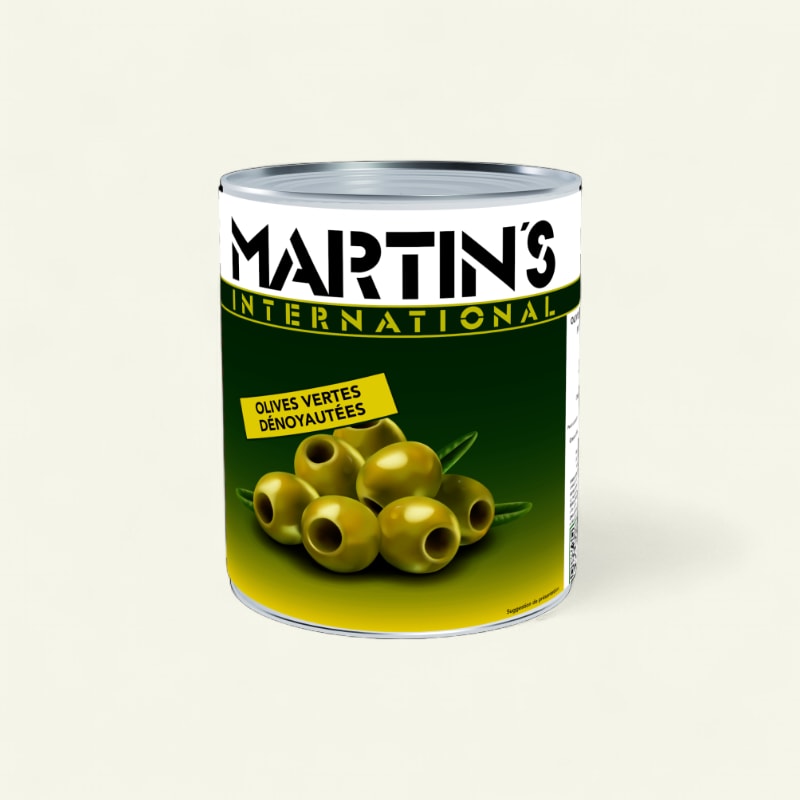 Olive verte dénoyautée 34/40 4/4 (0,85kg)