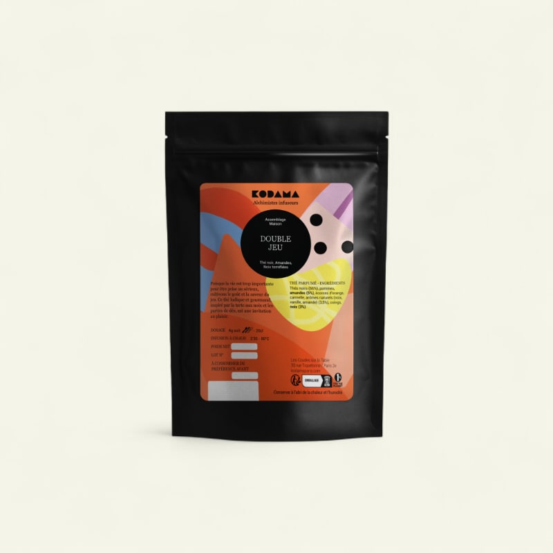 THÉ NOIR AMANDES NOIX TORRÉFIÉES - 200G vrac Double Jeu