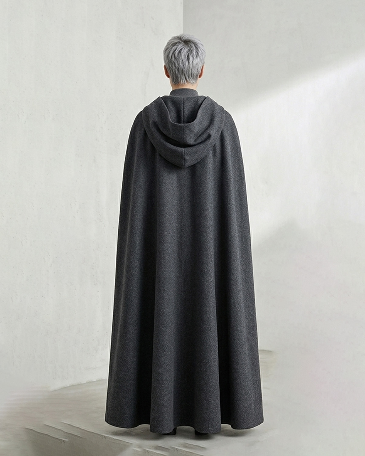 Wool Cape Mantel in person