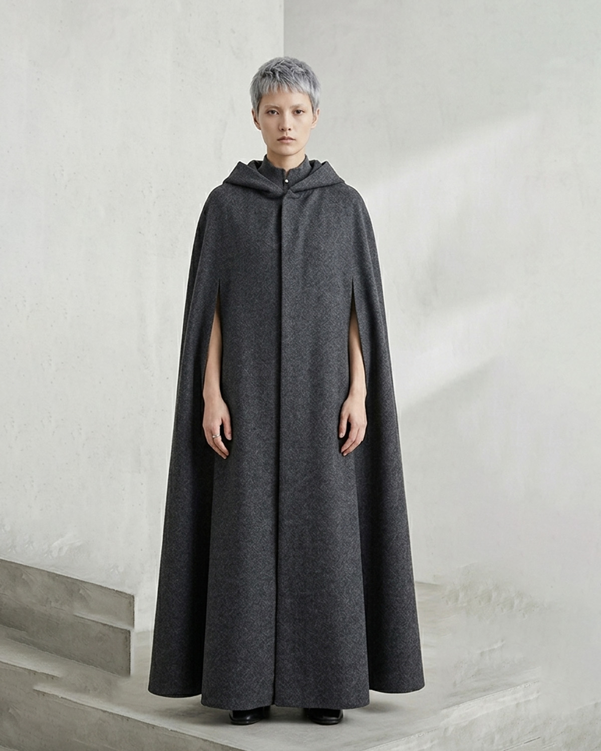 Wool Cape Mantel in person