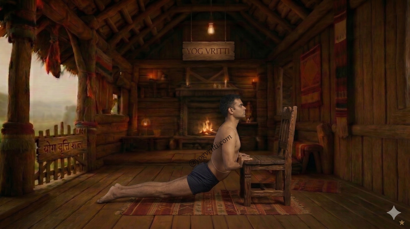 Bhujangasana (with hands on chair)